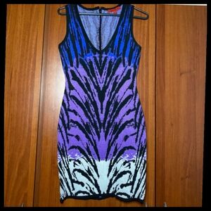 NWT Wow Conture Purple Blue White Tri-Color Dress with Zebra design Size Medium●